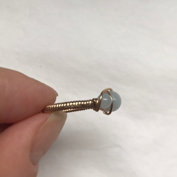 Gold filled wire wrapped aquamarine ring - Picture 4 of 8